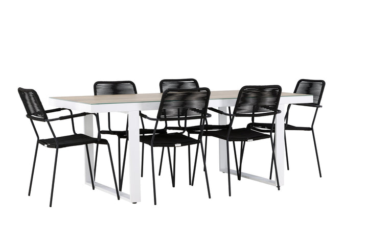 Venture Home Merlo Dining Table - White/Whitewash +Lindos Armchair - Black Alu / Black Rope _6