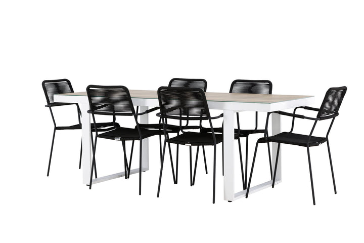 Venture Home Merlo Dining Table - White/Whitewash +Lindos Armchair - Black Alu / Black Rope _6