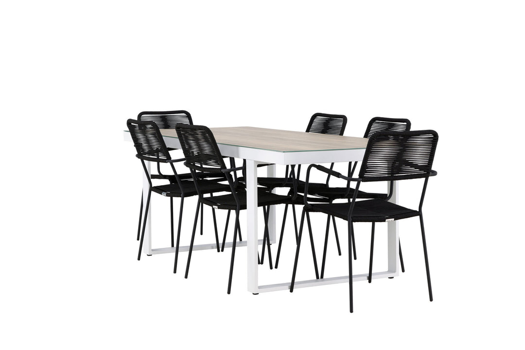Venture Home Merlo Dining Table - White/Whitewash +Lindos Armchair - Black Alu / Black Rope _6
