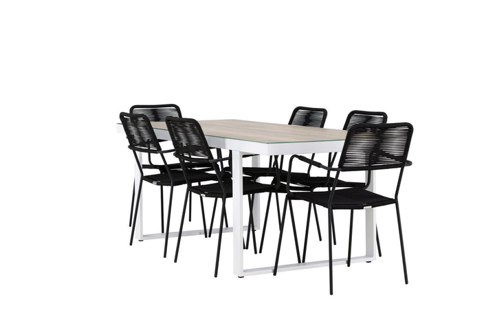 Venture Home Merlo Dining Table - White/Whitewash +Lindos Armchair - Black Alu / Black Rope _6