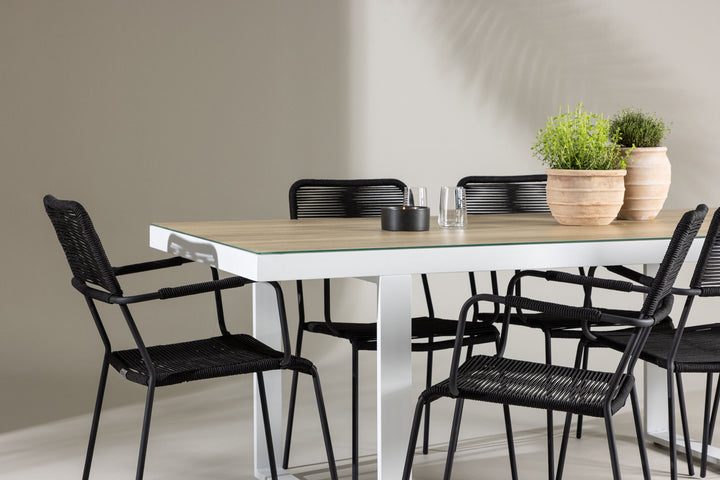Venture Home Merlo Dining Table - White/Whitewash +Lindos Armchair - Black Alu / Black Rope _6