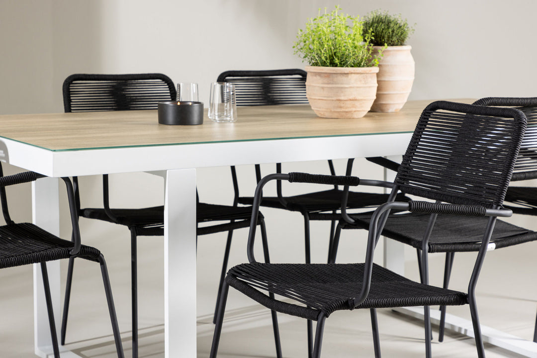 Venture Home Merlo Dining Table - White/Whitewash +Lindos Armchair - Black Alu / Black Rope _6