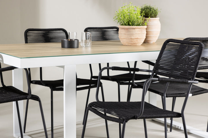 Venture Home Merlo Dining Table - White/Whitewash +Lindos Armchair - Black Alu / Black Rope _6