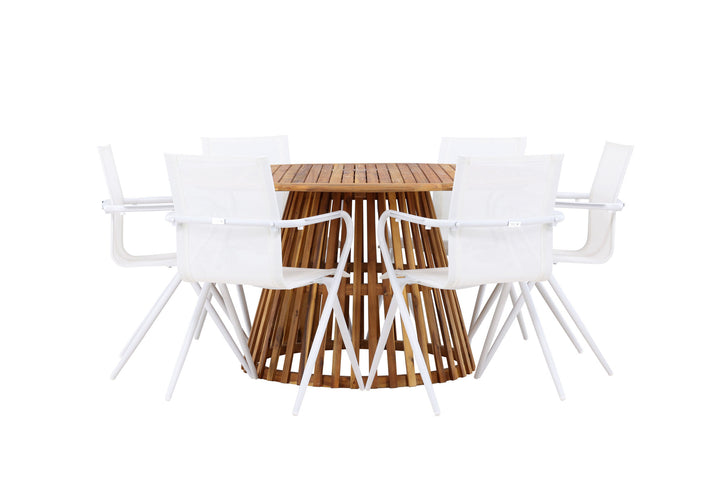 Venture Home Tucumán Dining Table - Acacia ø120 +Alina Dining Chair - white Alu / White Textilene _6
