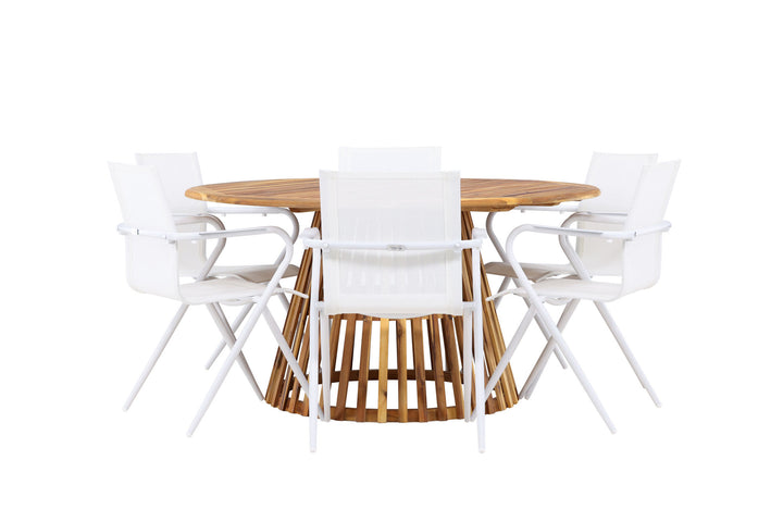 Venture Home Tucumán Dining Table - Acacia ø120 +Alina Dining Chair - white Alu / White Textilene _6