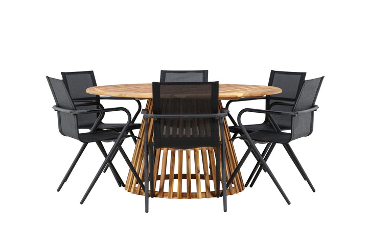 Venture Home Tucumán Dining Table - Acacia ø120 +Alina Dining Chair - Black Alu / Black Textilene _6
