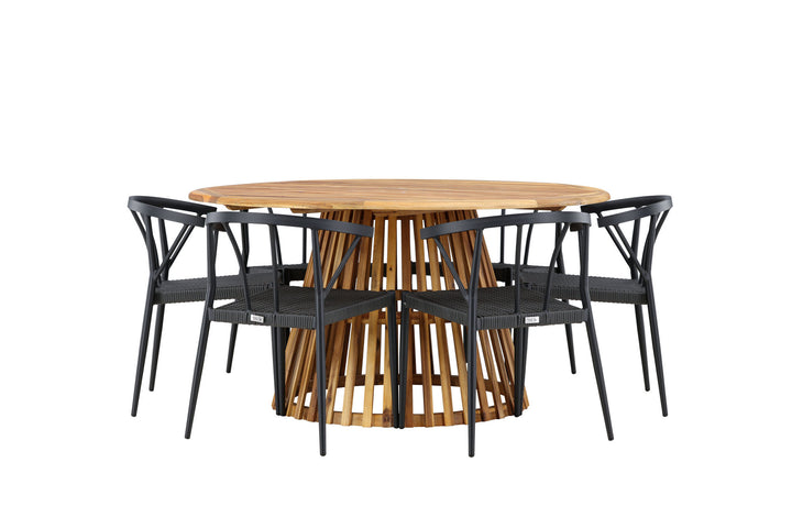 Venture Home Tucumán Dining Table - Acacia ø120 +Stina - Dining Chair- Black - Alu/wicker - NEED Higher Seat hegiht! _6