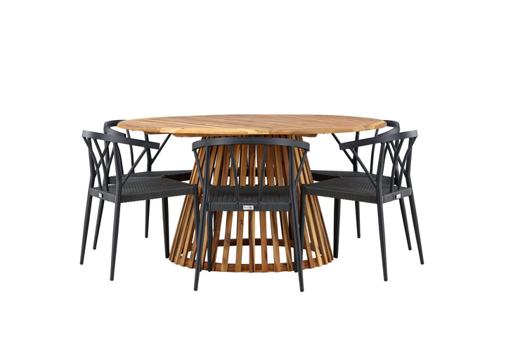 Venture Home Tucumán Dining Table - Acacia ø120 +Stina - Dining Chair- Black - Alu/wicker - NEED Higher Seat hegiht! _6