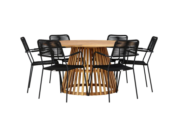 Venture Home Tucumán Dining Table - Acacia ø120 +Lindos Armchair - Black Alu / Black Rope _6