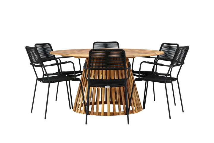 Venture Home Tucumán Dining Table - Acacia ø120 +Lindos Armchair - Black Alu / Black Rope _6