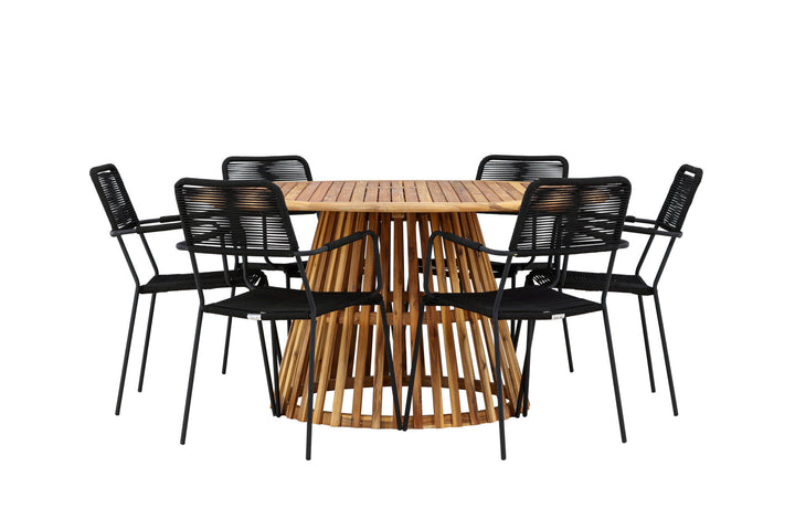 Venture Home Tucumán Dining Table - Acacia ø120 +Lindos Armchair - Black Alu / Black Rope _6