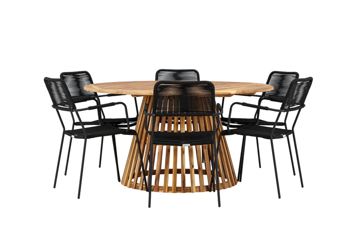 Venture Home Tucumán Dining Table - Acacia ø120 +Lindos Armchair - Black Alu / Black Rope _6