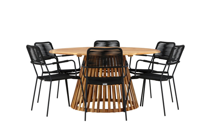 Venture Home Tucumán Dining Table - Acacia ø120 +Lindos Armchair - Black Alu / Black Rope _6
