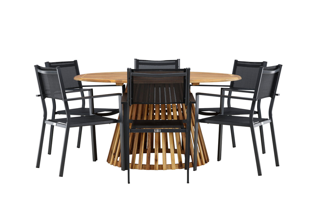 Venture Home Tucumán Dining Table - Acacia ø120 +Copacabana Stacking Chair - Black/Black - Ersätter 4131-408 _6