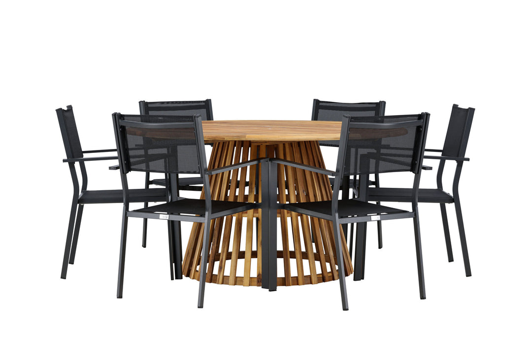 Venture Home Tucumán Dining Table - Acacia ø120 +Copacabana Stacking Chair - Black/Black - Ersätter 4131-408 _6