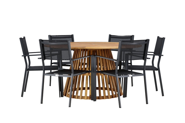 Venture Home Tucumán Dining Table - Acacia ø120 +Copacabana Stacking Chair - Black/Black - Ersätter 4131-408 _6