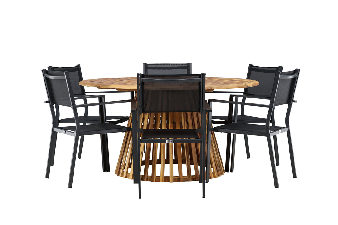 Venture Home Tucumán Dining Table - Acacia ø120 +Copacabana Stacking Chair - Black/Black - Ersätter 4131-408 _6