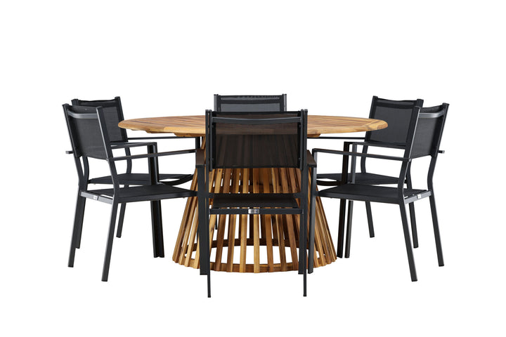 Venture Home Tucumán Dining Table - Acacia ø120 +Copacabana Stacking Chair - Black/Black - Ersätter 4131-408 _6