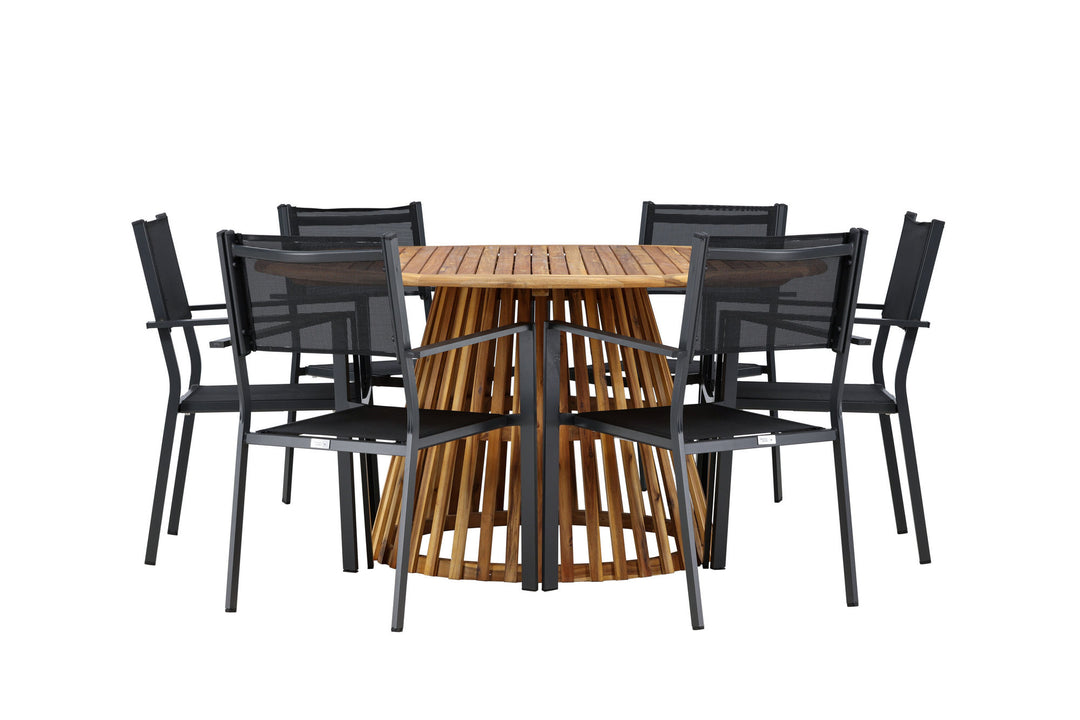 Venture Home Tucumán Dining Table - Acacia ø120 +Copacabana Stacking Chair - Black/Black - Ersätter 4131-408 _6