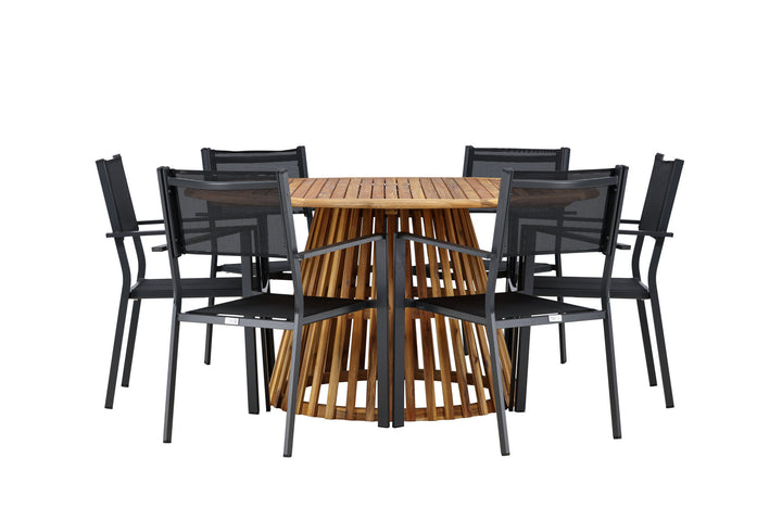 Venture Home Tucumán Dining Table - Acacia ø120 +Copacabana Stacking Chair - Black/Black - Ersätter 4131-408 _6
