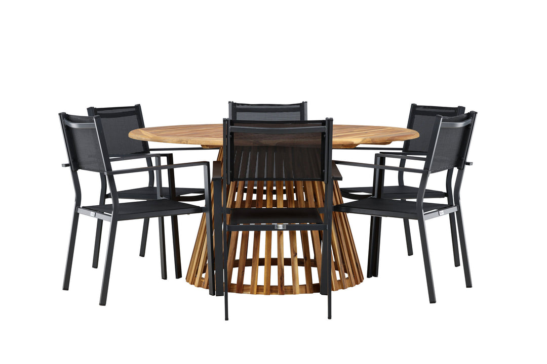 Venture Home Tucumán Dining Table - Acacia ø120 +Copacabana Stacking Chair - Black/Black - Ersätter 4131-408 _6
