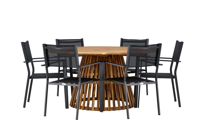 Venture Home Tucumán Dining Table - Acacia ø120 +Copacabana Stacking Chair - Black/Black - Ersätter 4131-408 _6