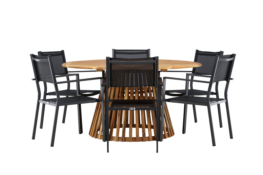 Venture Home Tucumán Dining Table - Acacia ø120 +Copacabana Stacking Chair - Black/Black - Ersätter 4131-408 _6