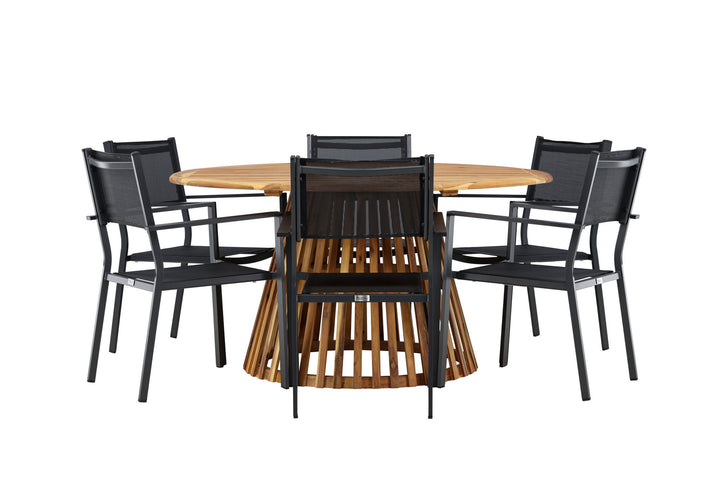 Venture Home Tucumán Dining Table - Acacia ø120 +Copacabana Stacking Chair - Black/Black - Ersätter 4131-408 _6