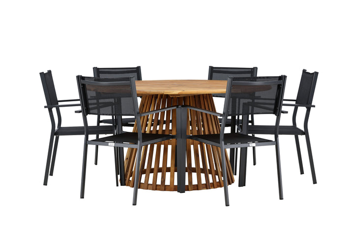 Venture Home Tucumán Dining Table - Acacia ø120 +Copacabana Stacking Chair - Black/Black - Ersätter 4131-408 _6