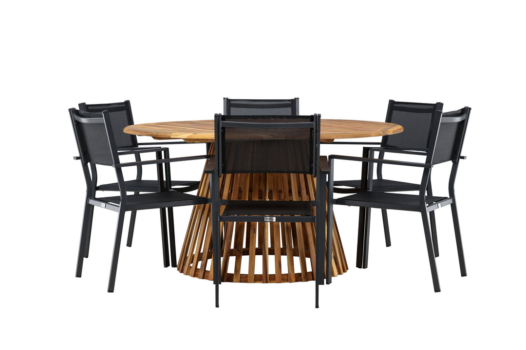 Venture Home Tucumán Dining Table - Acacia ø120 +Copacabana Stacking Chair - Black/Black - Ersätter 4131-408 _6