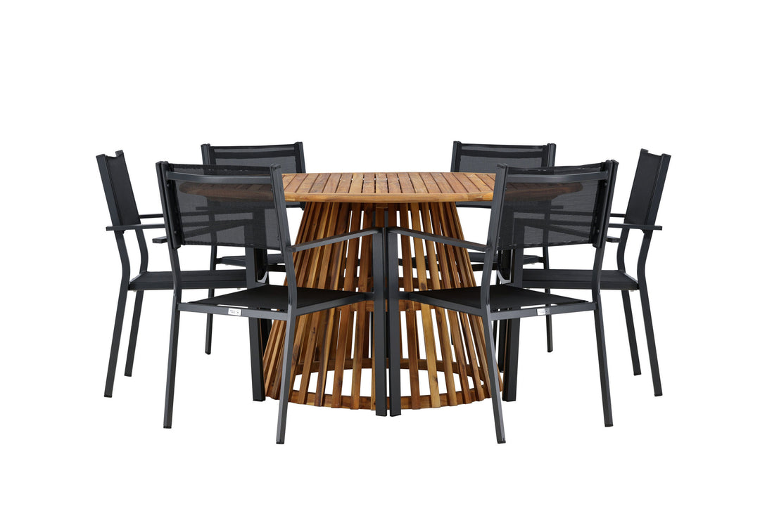 Venture Home Tucumán Dining Table - Acacia ø120 +Copacabana Stacking Chair - Black/Black - Ersätter 4131-408 _6