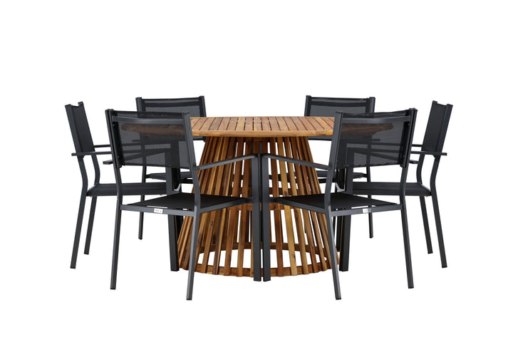 Venture Home Tucumán Dining Table - Acacia ø120 +Copacabana Stacking Chair - Black/Black - Ersätter 4131-408 _6