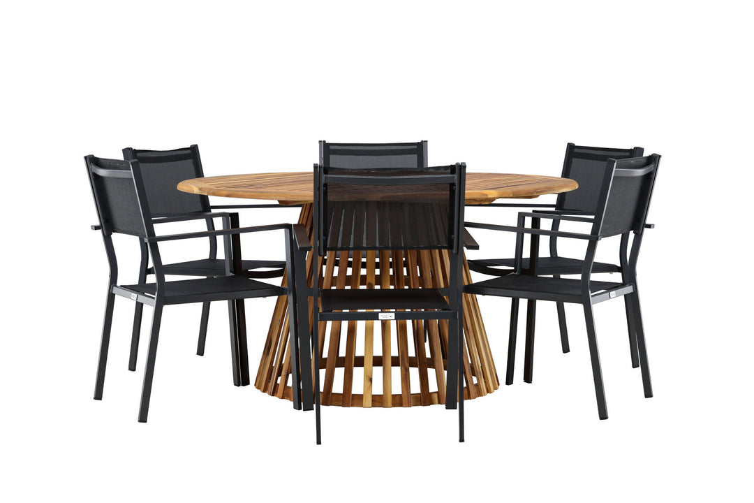Venture Home Tucumán Dining Table - Acacia ø120 +Copacabana Stacking Chair - Black/Black - Ersätter 4131-408 _6