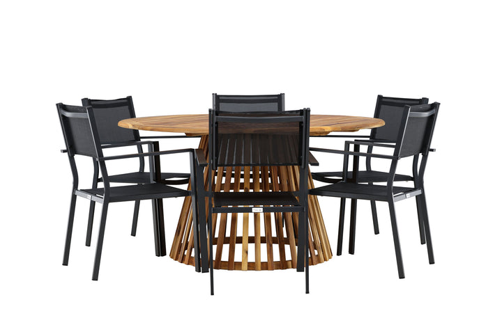 Venture Home Tucumán Dining Table - Acacia ø120 +Copacabana Stacking Chair - Black/Black - Ersätter 4131-408 _6