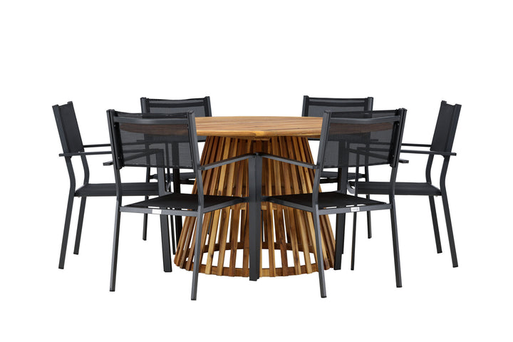 Venture Home Tucumán Dining Table - Acacia ø120 +Copacabana Stacking Chair - Black/Black - Ersätter 4131-408 _6