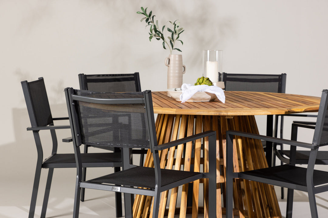 Venture Home Tucumán Dining Table - Acacia ø120 +Copacabana Stacking Chair - Black/Black - Ersätter 4131-408 _6