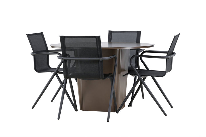 Venture Home Santa Fe Dining Table ø120 - Roasty +Alina Dining Chair - Black Alu / Black Textilene _4