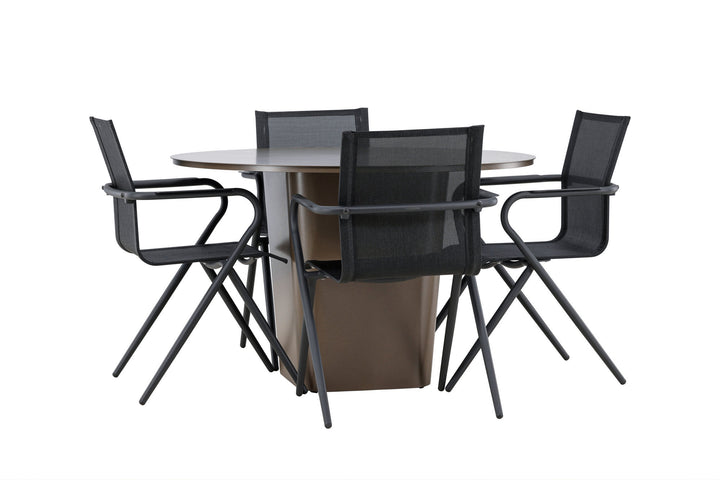 Venture Home Santa Fe Dining Table ø120 - Roasty +Alina Dining Chair - Black Alu / Black Textilene _4