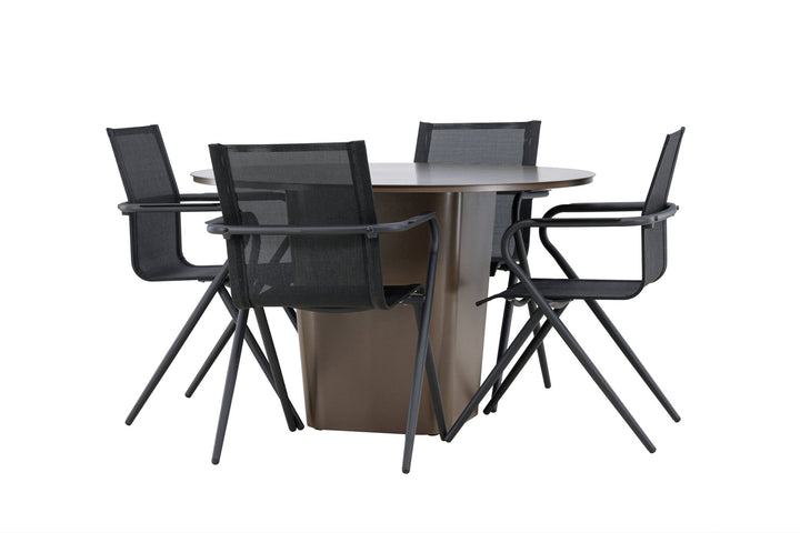 Venture Home Santa Fe Dining Table ø120 - Roasty +Alina Dining Chair - Black Alu / Black Textilene _4