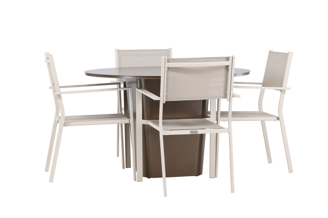 Venture Home Santa Fe Dining Table ø120 - Roasty +Copacabana Stacking Chair - Beige/Beige _4