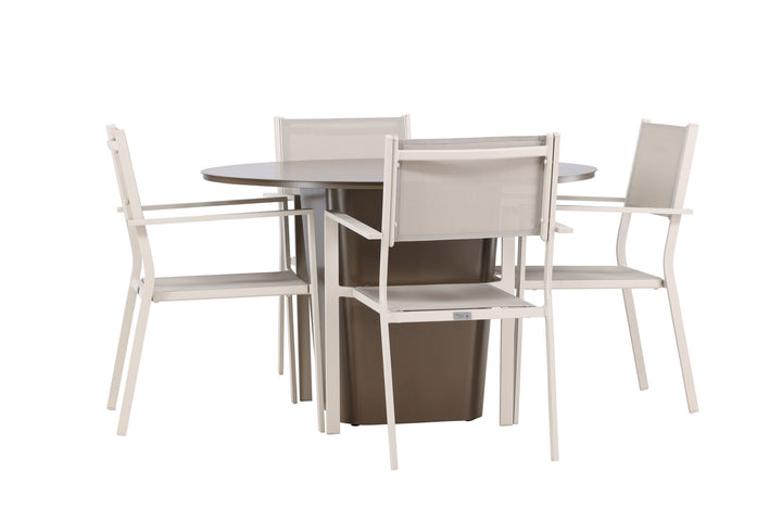Venture Home Santa Fe Dining Table ø120 - Roasty +Copacabana Stacking Chair - Beige/Beige _4