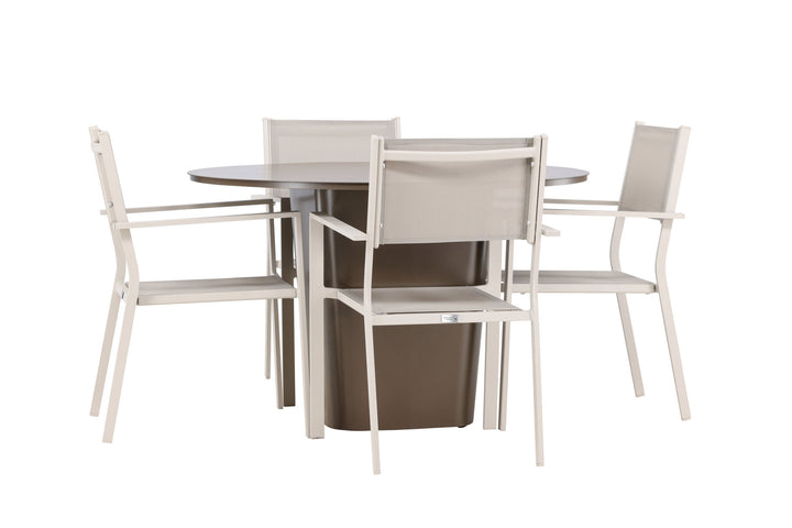 Venture Home Santa Fe Dining Table ø120 - Roasty +Copacabana Stacking Chair - Beige/Beige _4
