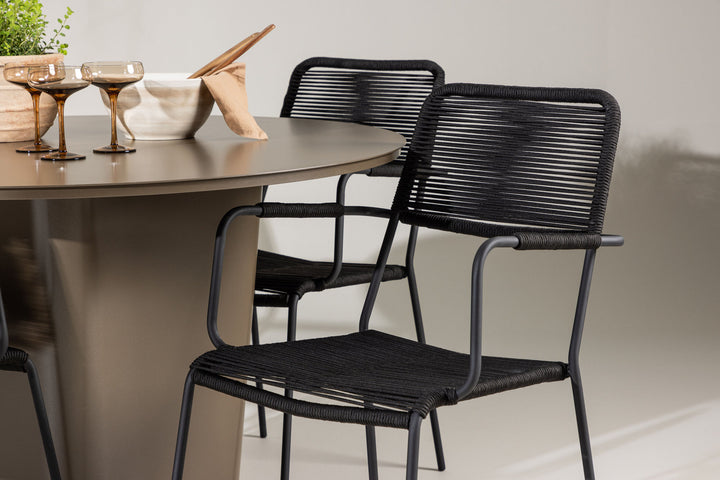 Venture Home Santa Fe Dining Table ø120 - Roasty +Lindos Armchair - Black Alu / Black Rope _4