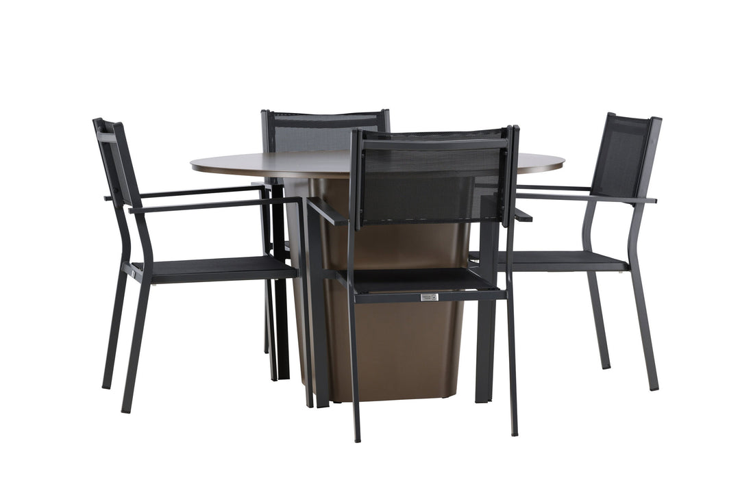 Venture Home Santa Fe Dining Table ø120 - Roasty +Copacabana Stacking Chair - Black/Black - Ersätter 4131-408 _4