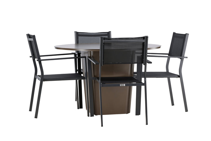 Venture Home Santa Fe Dining Table ø120 - Roasty +Copacabana Stacking Chair - Black/Black - Ersätter 4131-408 _4