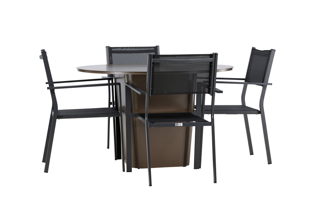 Venture Home Santa Fe Dining Table ø120 - Roasty +Copacabana Stacking Chair - Black/Black - Ersätter 4131-408 _4