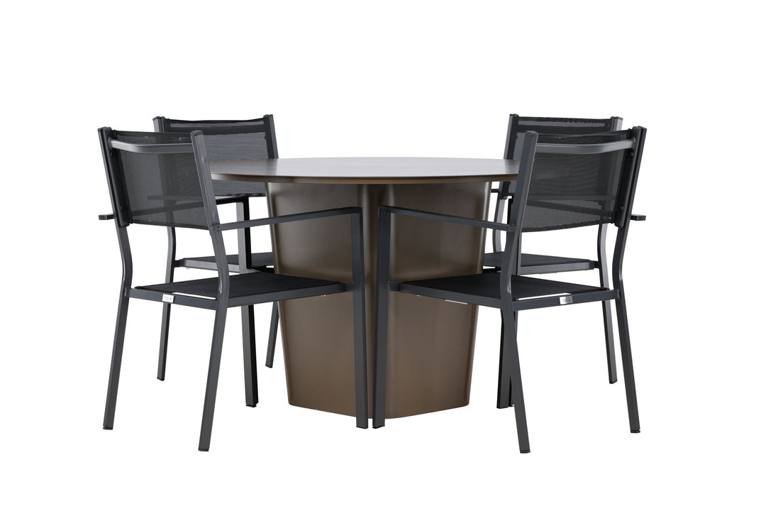 Venture Home Santa Fe Dining Table ø120 - Roasty +Copacabana Stacking Chair - Black/Black - Ersätter 4131-408 _4