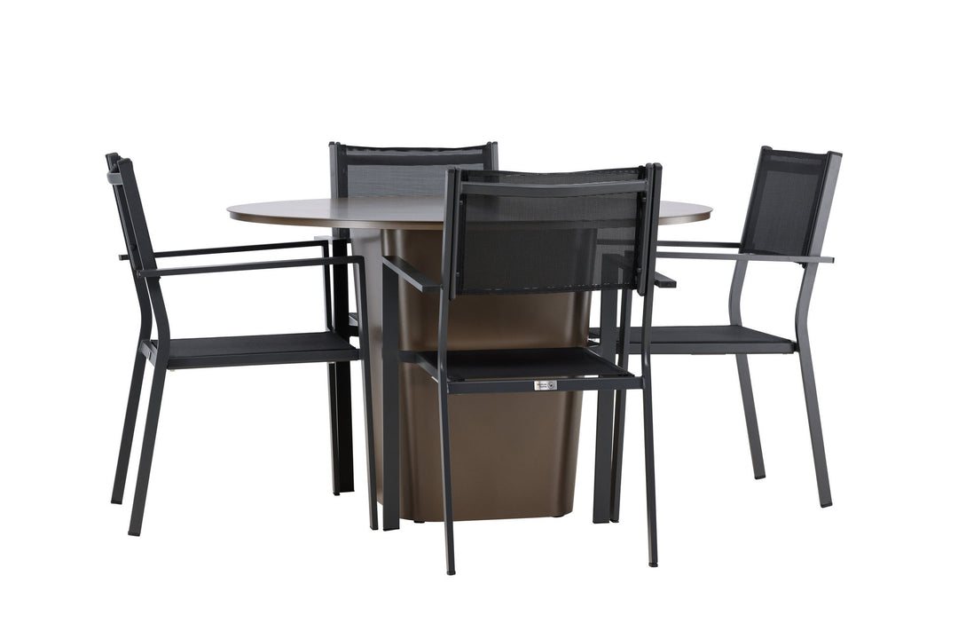 Venture Home Santa Fe Dining Table ø120 - Roasty +Copacabana Stacking Chair - Black/Black - Ersätter 4131-408 _4
