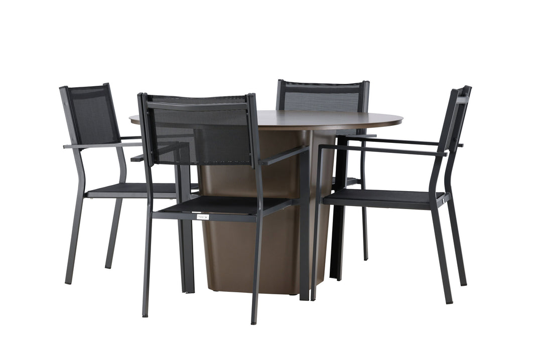 Venture Home Santa Fe Dining Table ø120 - Roasty +Copacabana Stacking Chair - Black/Black - Ersätter 4131-408 _4