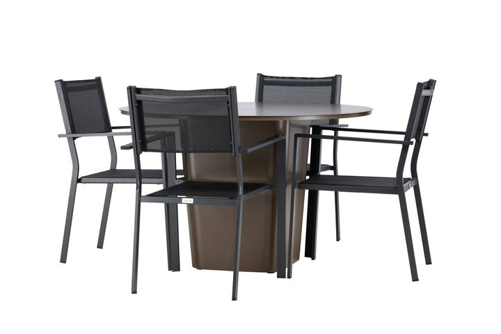 Venture Home Santa Fe Dining Table ø120 - Roasty +Copacabana Stacking Chair - Black/Black - Ersätter 4131-408 _4
